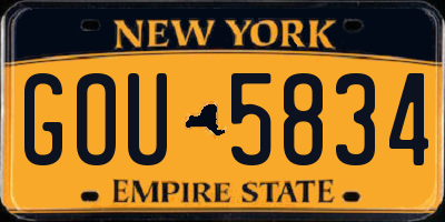 NY license plate GOU5834