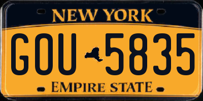 NY license plate GOU5835