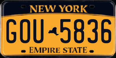 NY license plate GOU5836