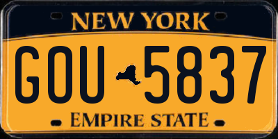 NY license plate GOU5837