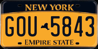 NY license plate GOU5843