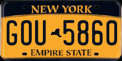 NY license plate GOU5860