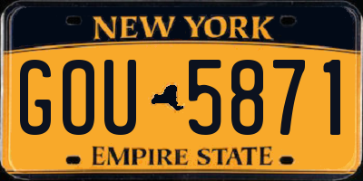NY license plate GOU5871
