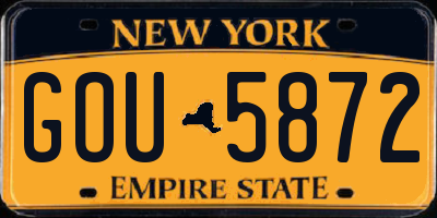 NY license plate GOU5872