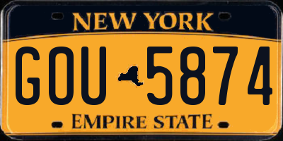 NY license plate GOU5874