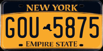 NY license plate GOU5875