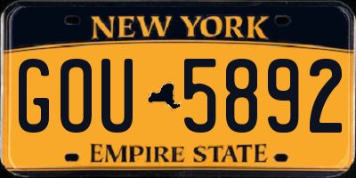NY license plate GOU5892