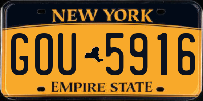 NY license plate GOU5916