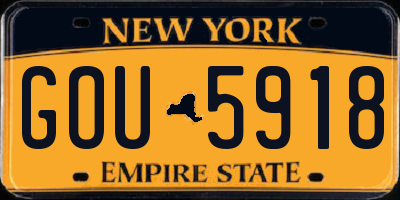NY license plate GOU5918