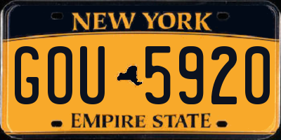 NY license plate GOU5920
