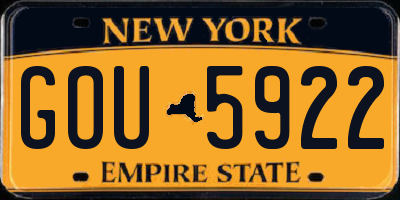 NY license plate GOU5922