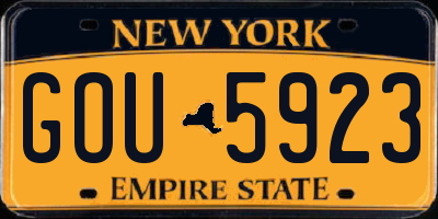 NY license plate GOU5923