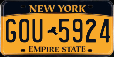 NY license plate GOU5924