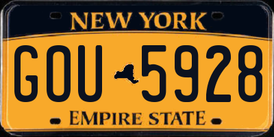 NY license plate GOU5928