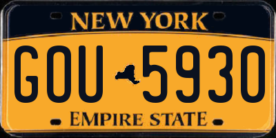 NY license plate GOU5930