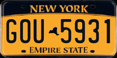 NY license plate GOU5931
