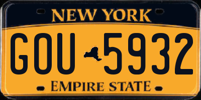 NY license plate GOU5932
