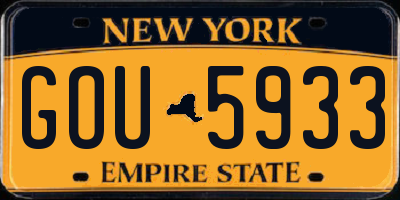 NY license plate GOU5933