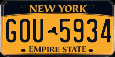 NY license plate GOU5934