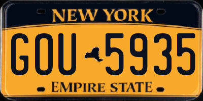 NY license plate GOU5935