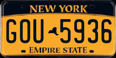 NY license plate GOU5936