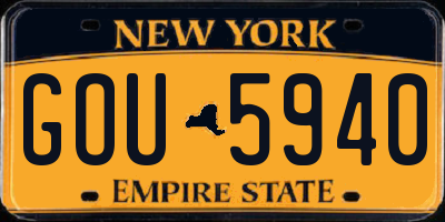 NY license plate GOU5940