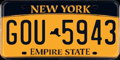 NY license plate GOU5943
