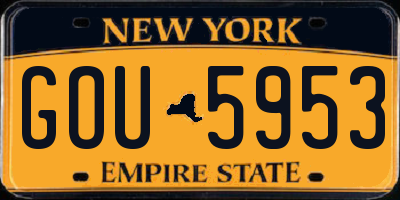 NY license plate GOU5953