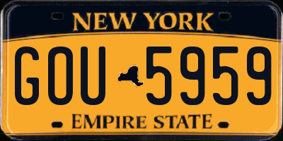 NY license plate GOU5959