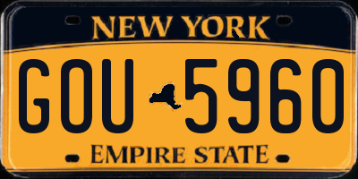 NY license plate GOU5960
