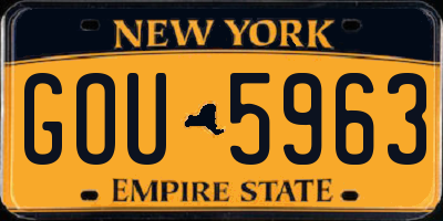 NY license plate GOU5963
