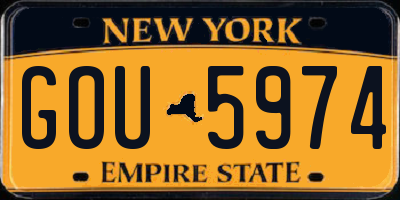 NY license plate GOU5974