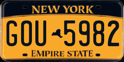 NY license plate GOU5982