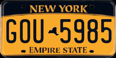 NY license plate GOU5985
