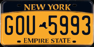 NY license plate GOU5993