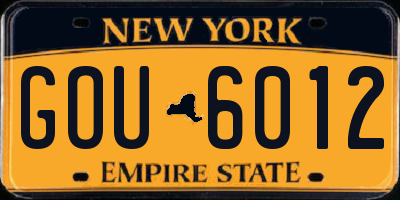 NY license plate GOU6012