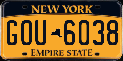 NY license plate GOU6038
