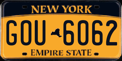 NY license plate GOU6062