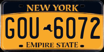 NY license plate GOU6072
