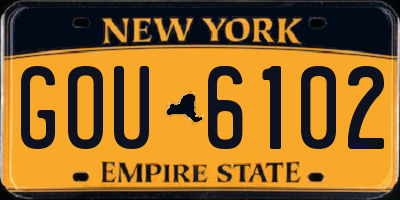 NY license plate GOU6102