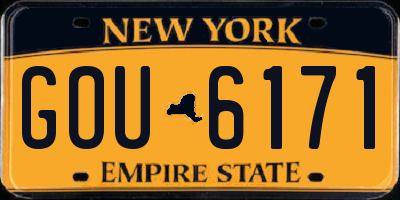 NY license plate GOU6171