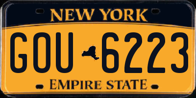 NY license plate GOU6223