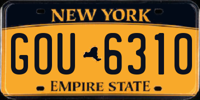 NY license plate GOU6310