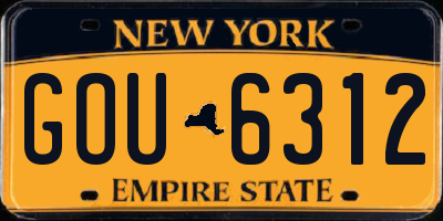 NY license plate GOU6312