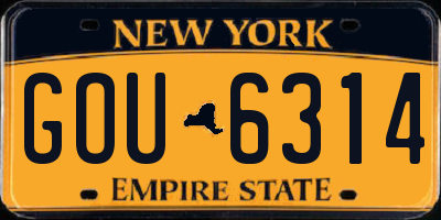 NY license plate GOU6314