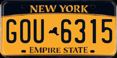 NY license plate GOU6315