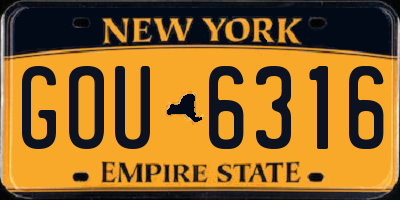 NY license plate GOU6316
