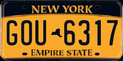 NY license plate GOU6317
