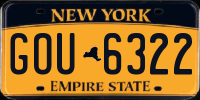 NY license plate GOU6322