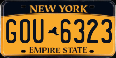 NY license plate GOU6323